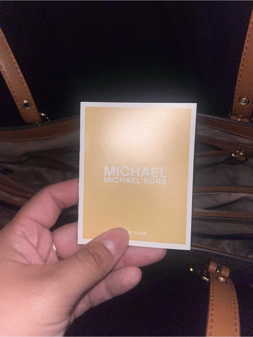 Michael Kors Brown MK Signature Tote with Tan Trim